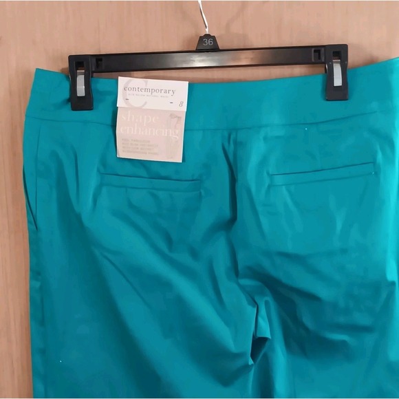 Cato 8 Womens Contemporary Trousers Viridian Green Stretch Mid Rise Slimming - Picture 6 of 8